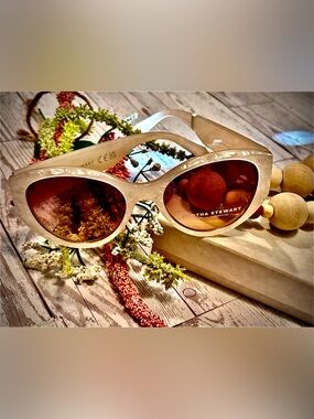 Martha Stewart Cream Frame Sunglasses with Brown Lenses